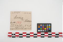 Etikett zu Bronzedolchmesserscheide (NHMW-PRAE-025375)